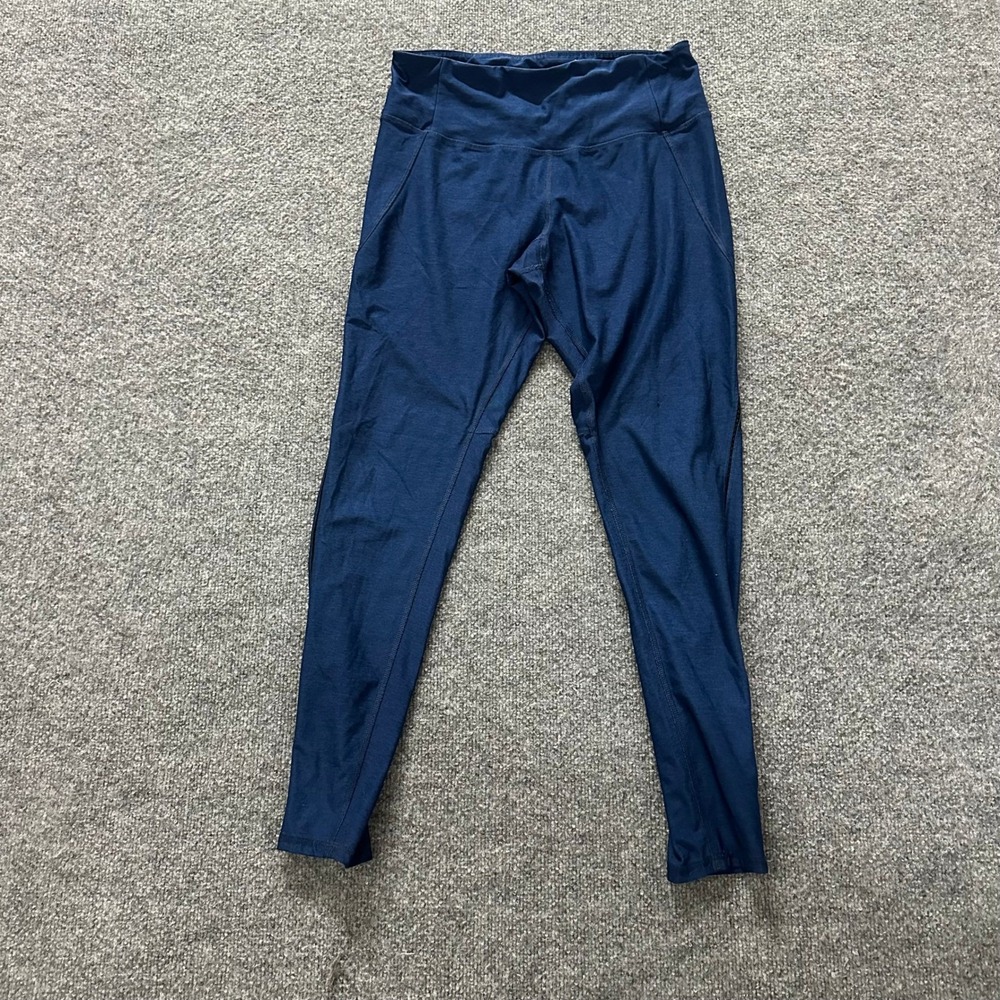Champion Leggings Womens Size L Navy Blue Athletic Mesh Trim High Rise Yoga Pant